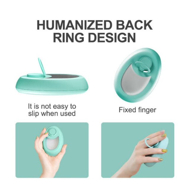 Teal-colored product with design features highlighted on a white background