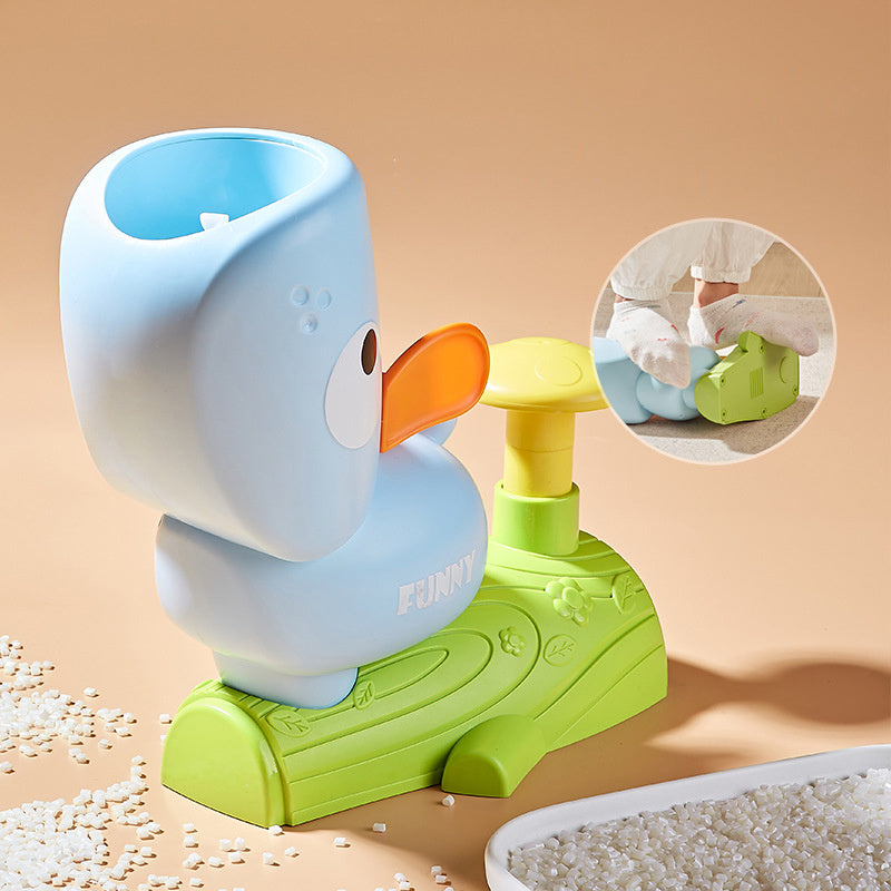 Children's toy with a duck design on a beige background