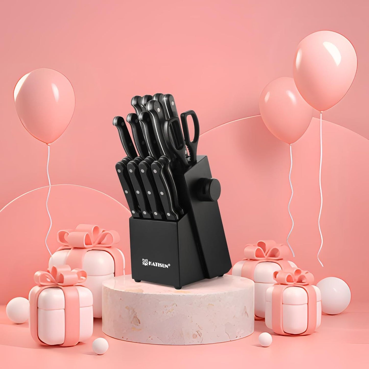 GERMAN STEEL KNIFE SET WITH SHARPENER
