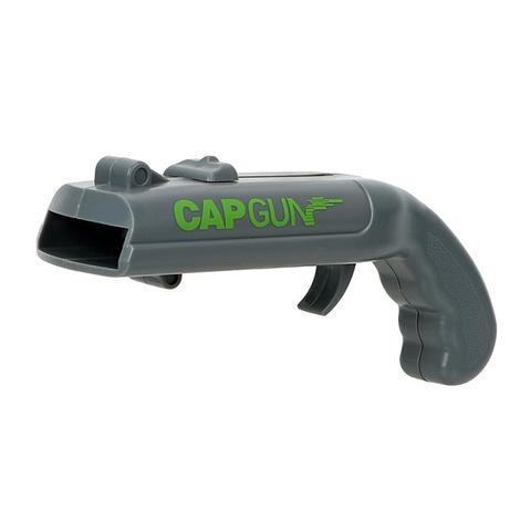 Gray cap gun with green 'CAP GUN' text on a white background