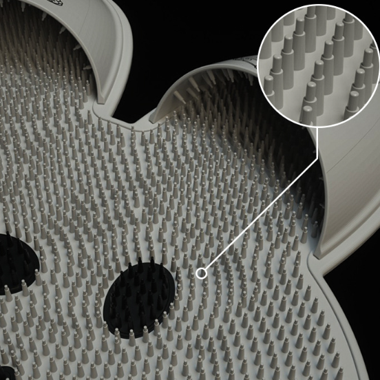 Close-up of a textured surface with a magnified inset showing detailed patterns.