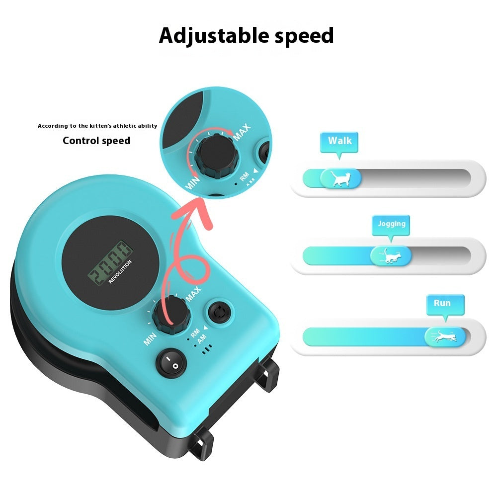 Turquoise electronic device with adjustable speed control on a white background