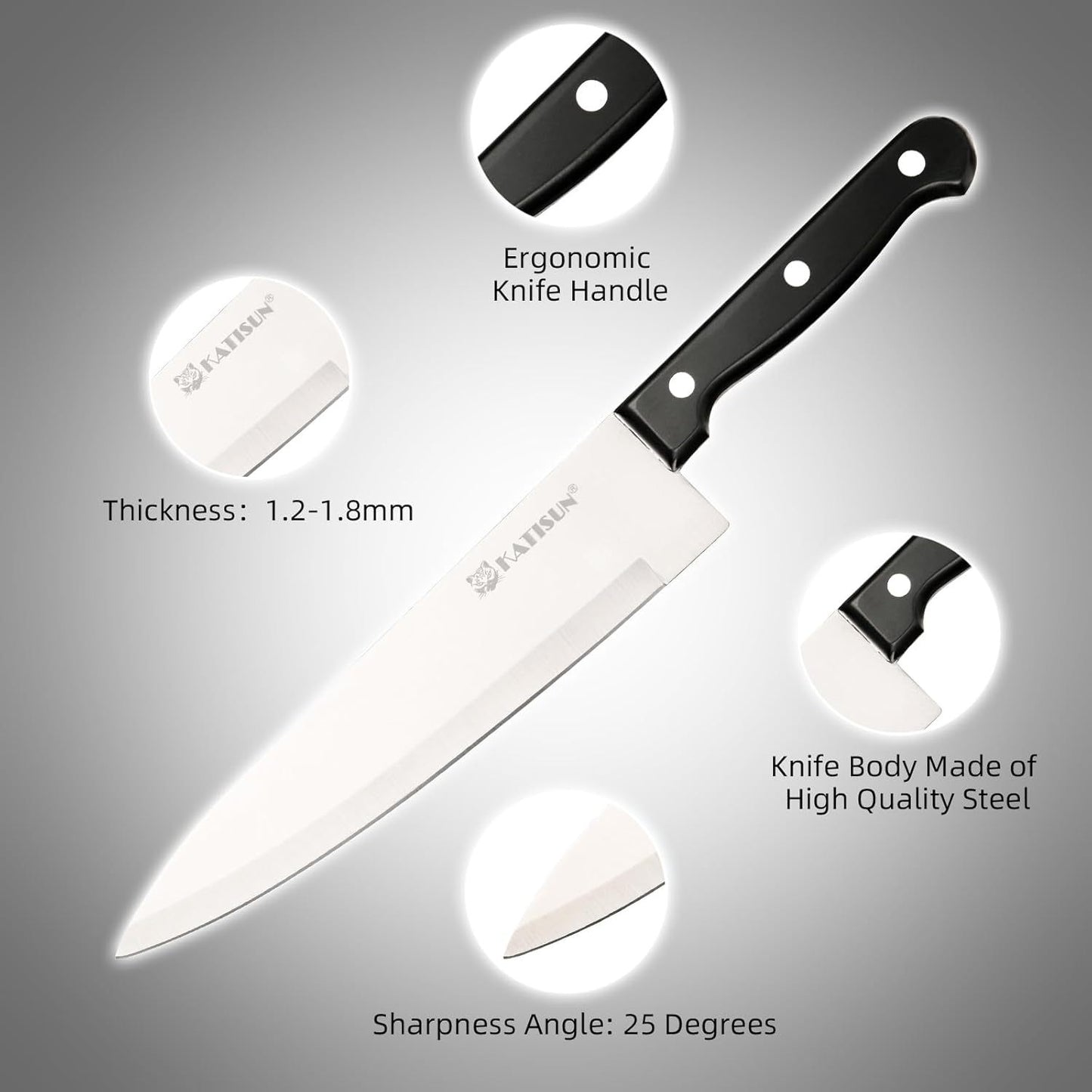 GERMAN STEEL KNIFE SET WITH SHARPENER