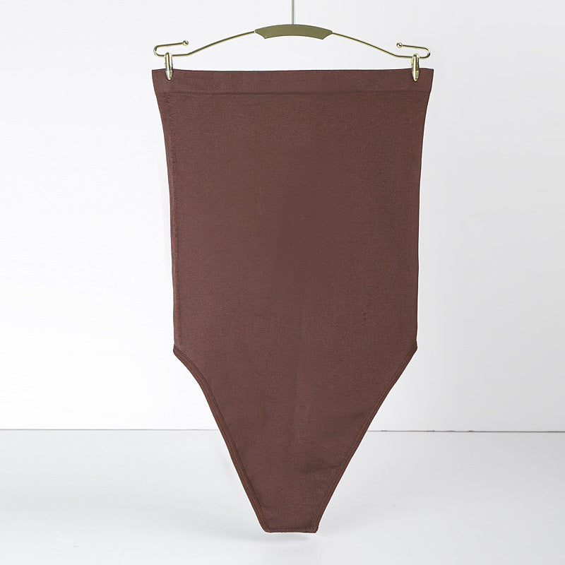 Brown apron hanging on a white background