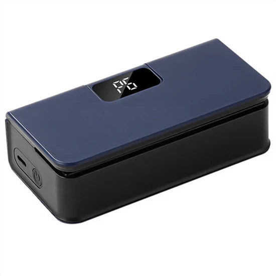 Black Sealing machine with two modes for bag sealing and opening on a beige background