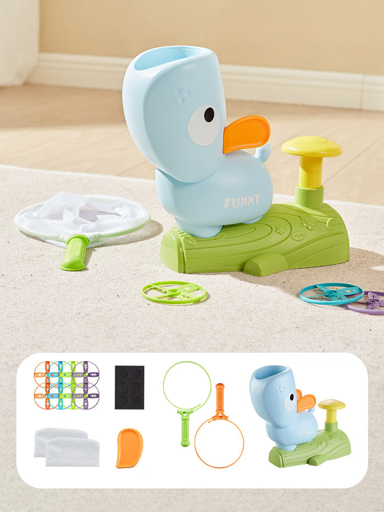 Children's toy with a duck design on a beige carpet