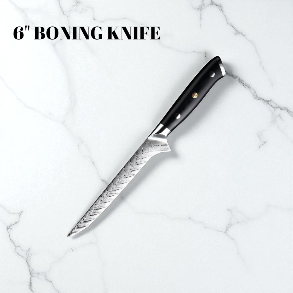 PROFESSIONAL DAMASCUS KITCHEN KNIFE SET – FISH BONE PATTERN