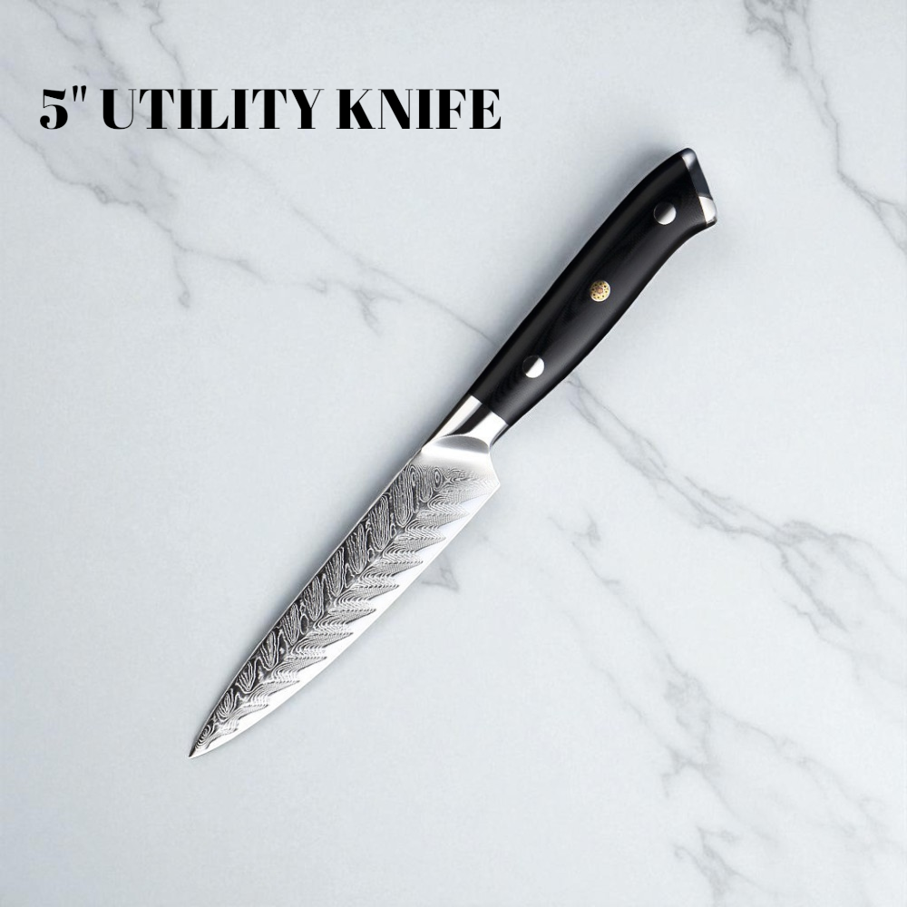 PROFESSIONAL DAMASCUS KITCHEN KNIFE SET – FISH BONE PATTERN
