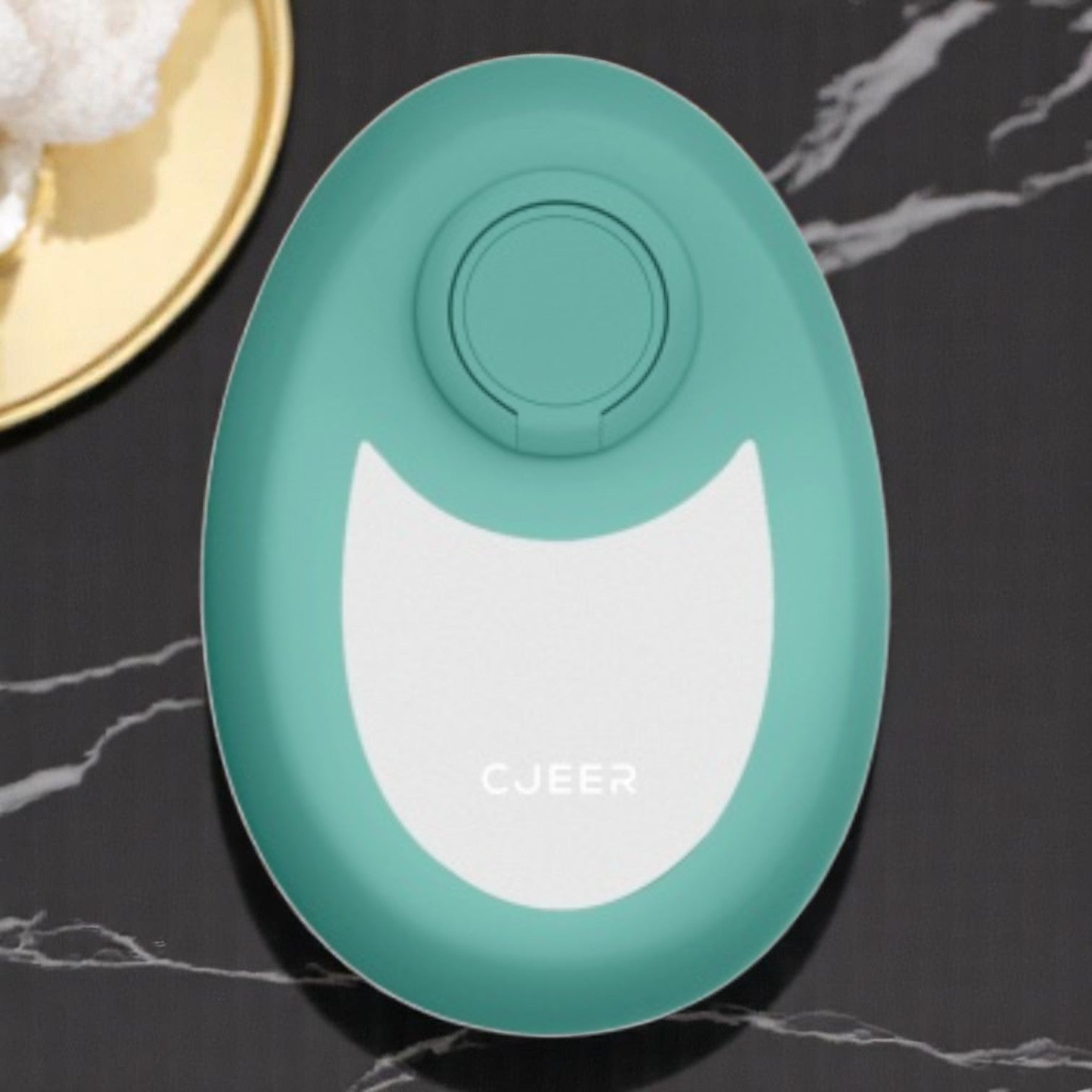 A promotional image featuring a compact crystal hair removal device with a nano glass material, presented in a water droplets shape design.