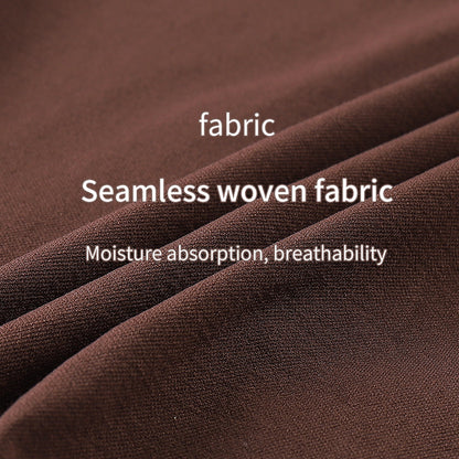 Brown woven fabric with text highlighting its properties