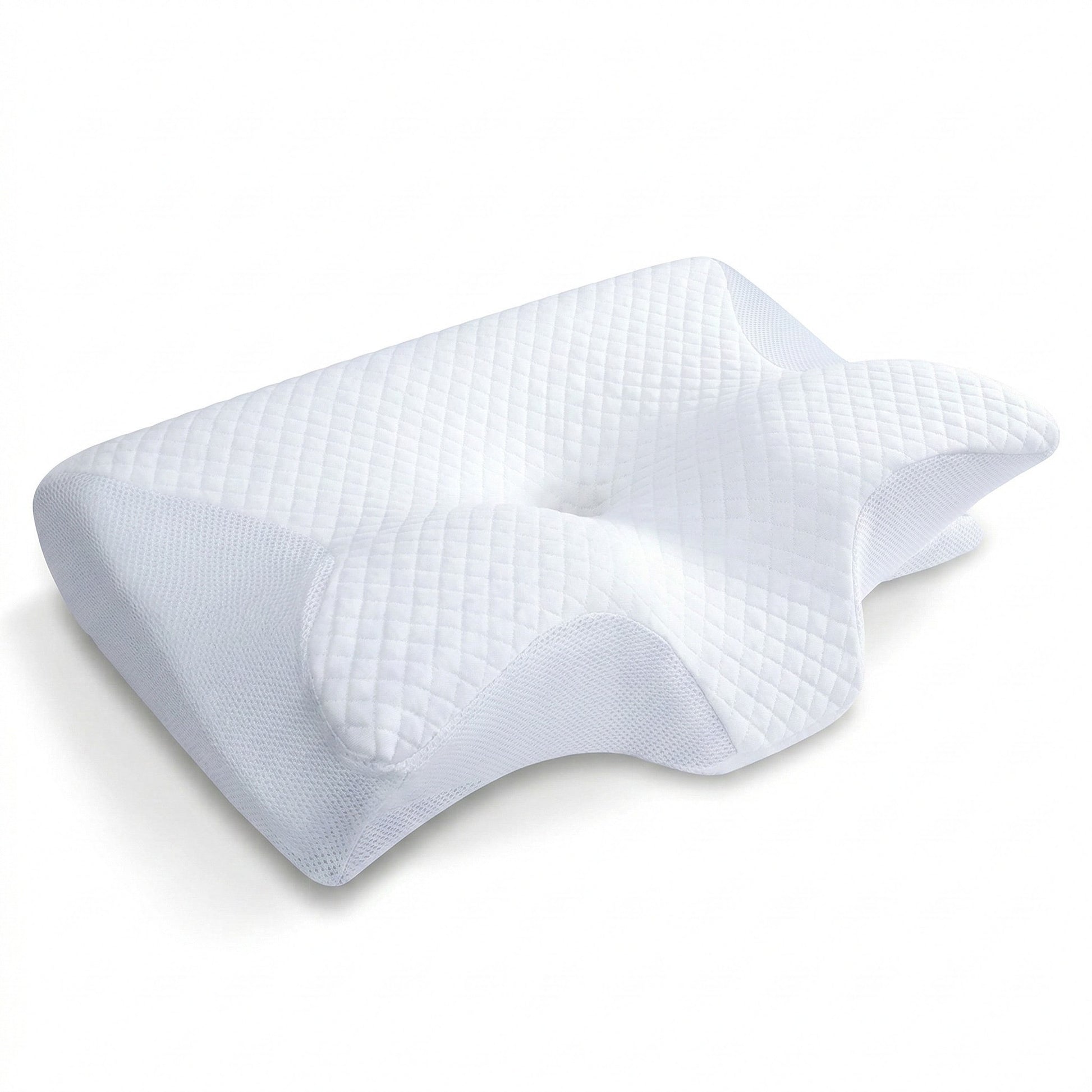 White pillow with a textured surface on a white background