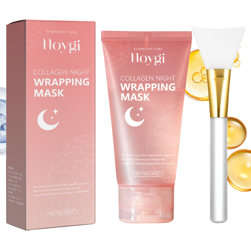 Hoygi Collagen Night Wrapping Mask with packaging and applicator on a white background