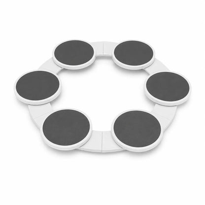 A circular white ring with six evenly spaced dark gray circular pads, shown on a clean white background.