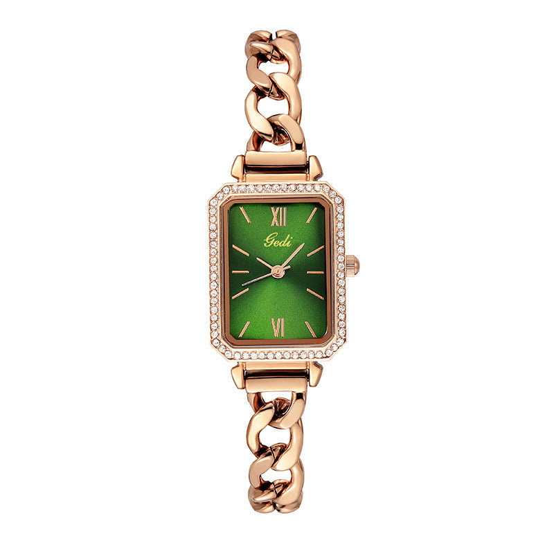 LUXURY WATCH WITH RHINESTONES & DENIM STRAP