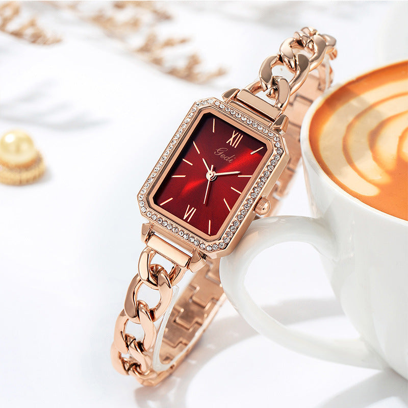 LUXURY WATCH WITH RHINESTONES & DENIM STRAP