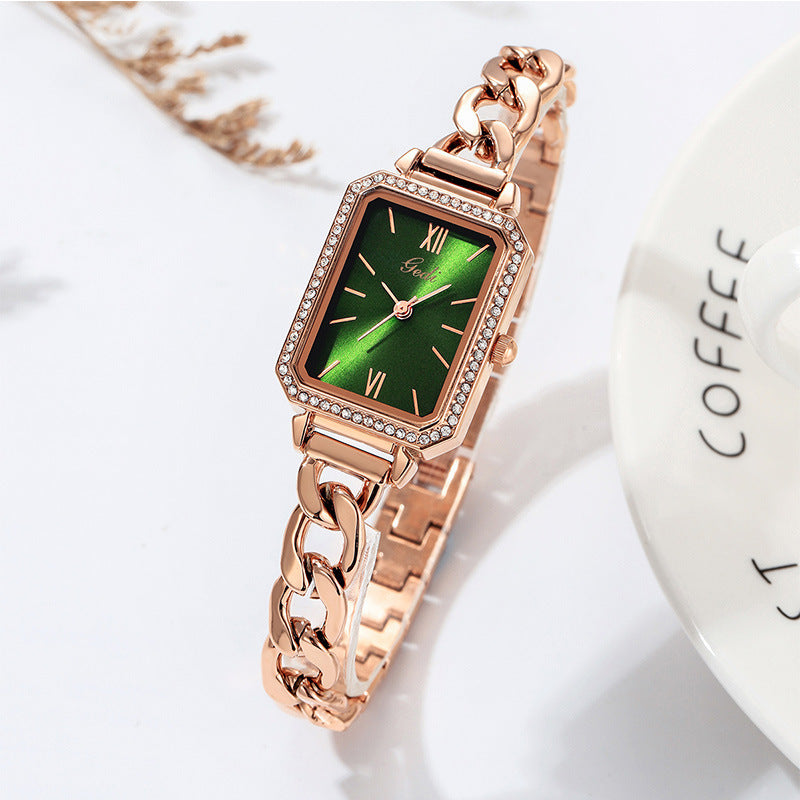LUXURY WATCH WITH RHINESTONES & DENIM STRAP
