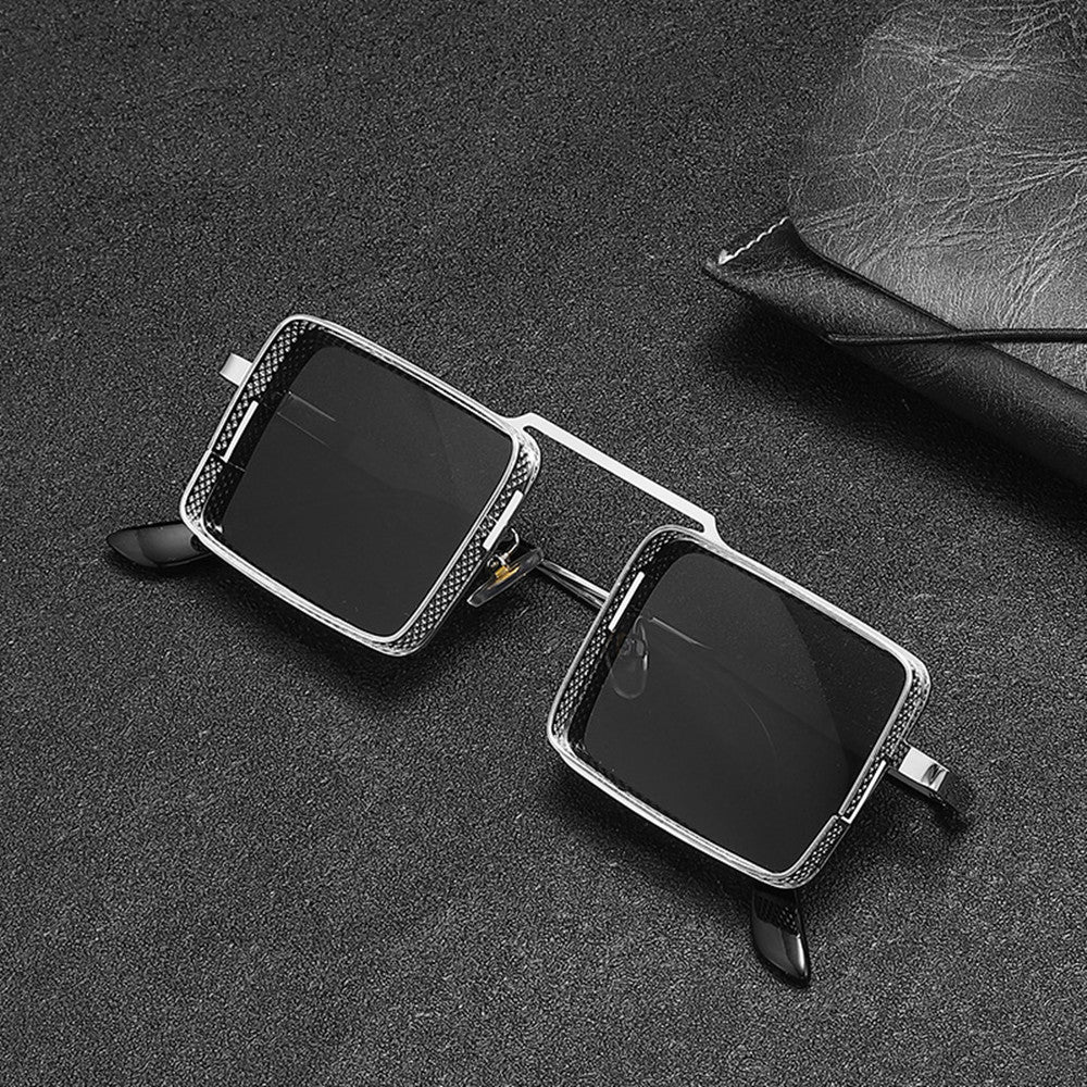 Sunglasses with a unique design on a textured surface