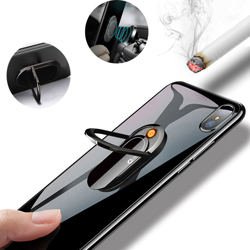 Phone case with a ring holder and close-up details on a white background