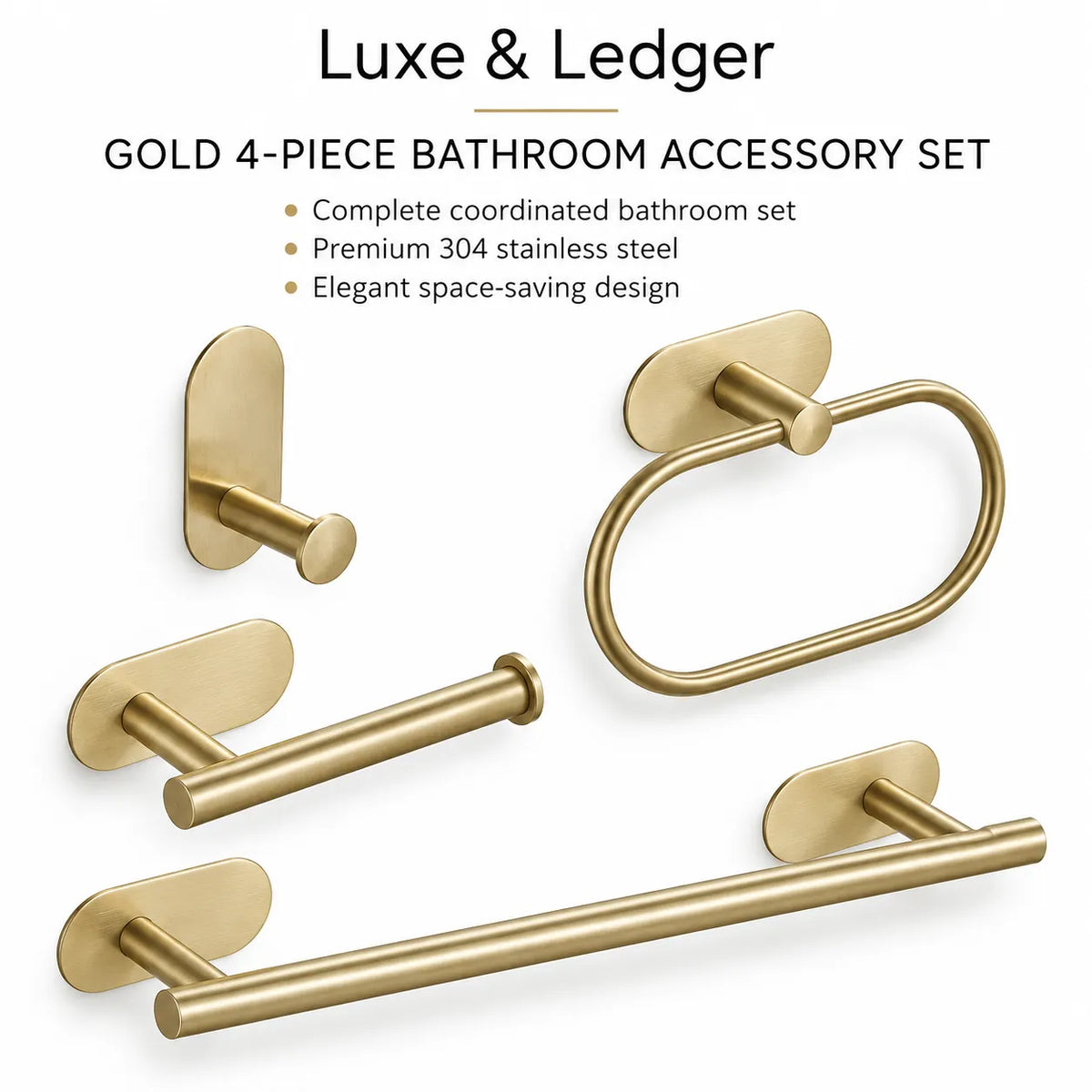 SINGLE-BAR TOWEL RACK WITH HOOKS