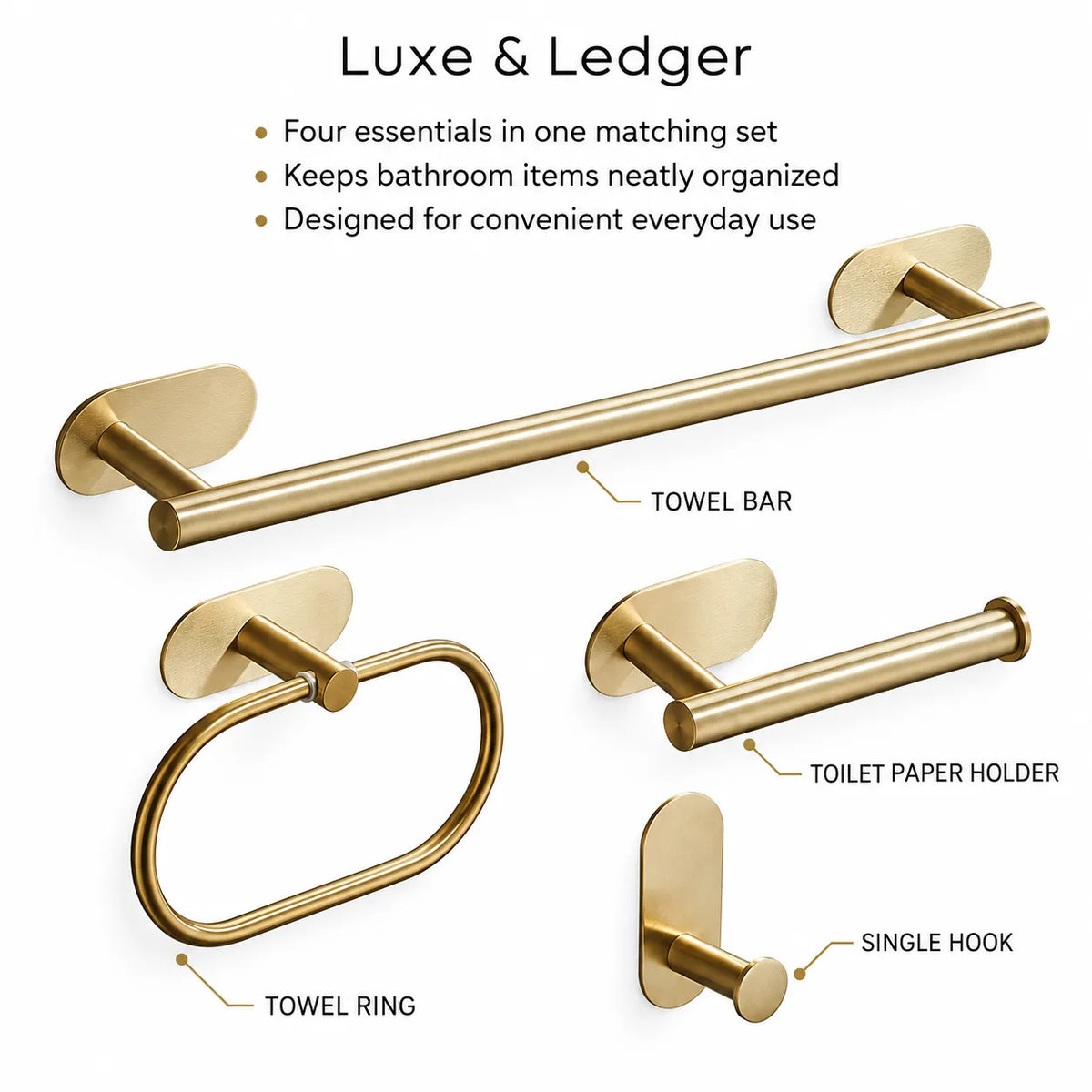 SINGLE-BAR TOWEL RACK WITH HOOKS
