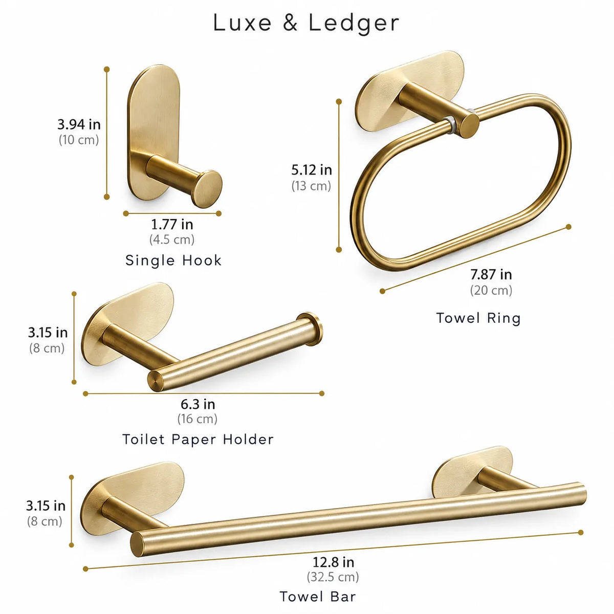 SINGLE-BAR TOWEL RACK WITH HOOKS
