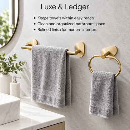 SINGLE-BAR TOWEL RACK WITH HOOKS