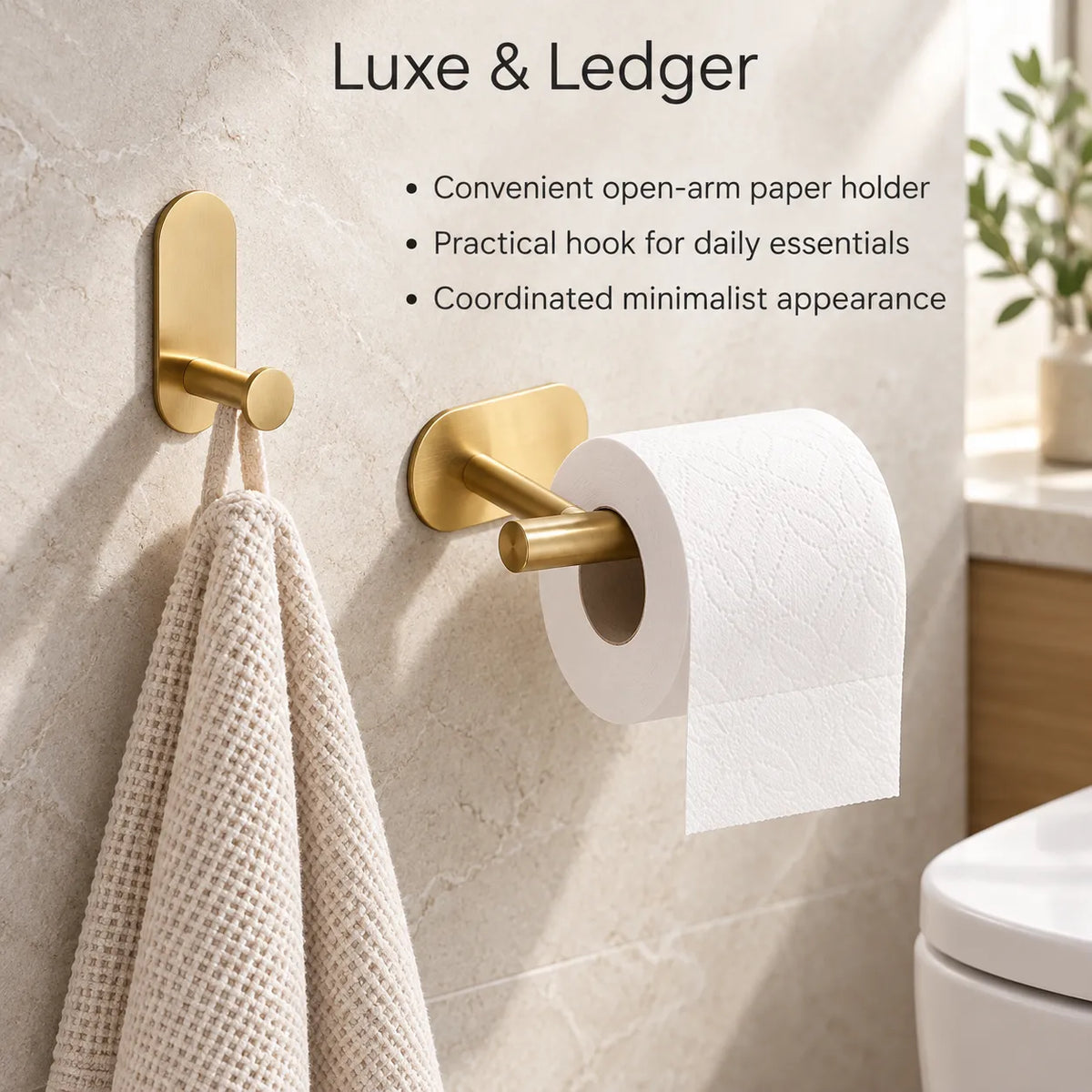SINGLE-BAR TOWEL RACK WITH HOOKS