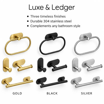SINGLE-BAR TOWEL RACK WITH HOOKS
