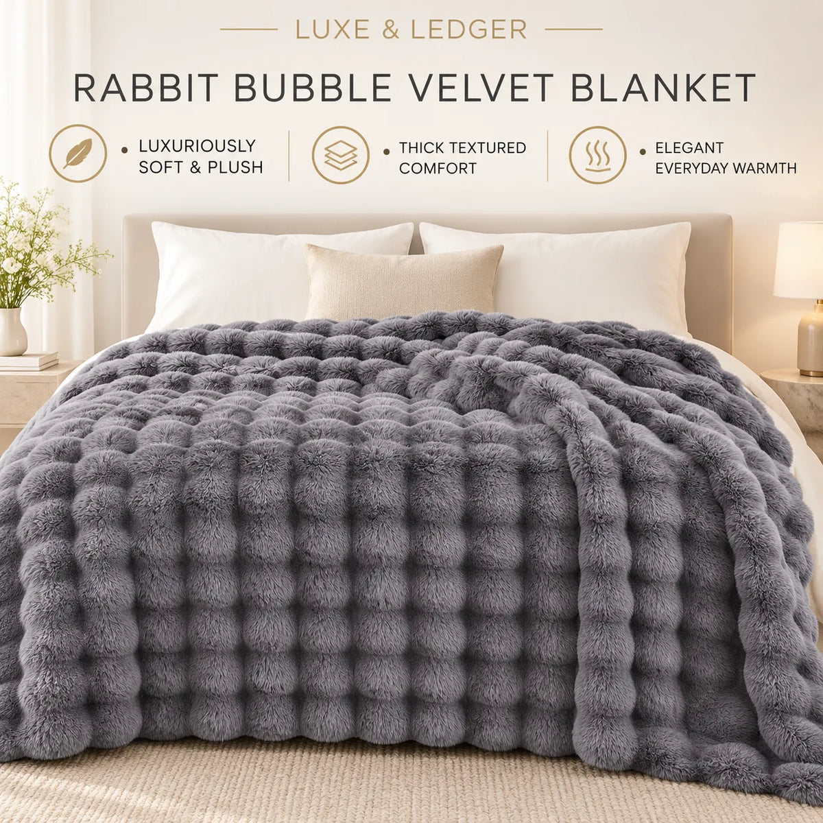 RABBIT BUBBLE VELVET BLANKET