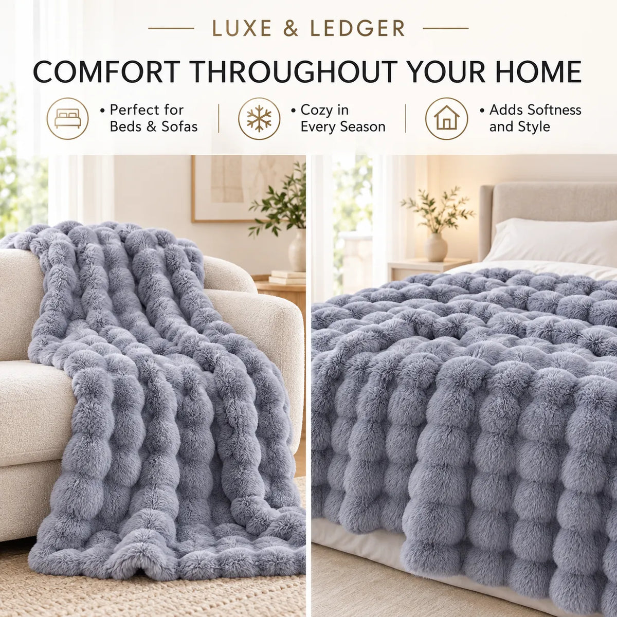 RABBIT BUBBLE VELVET BLANKET