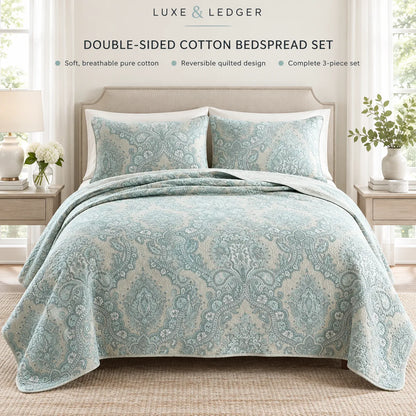 DOUBLE-SIDED PURE COTTON BEDSPREAD SET
