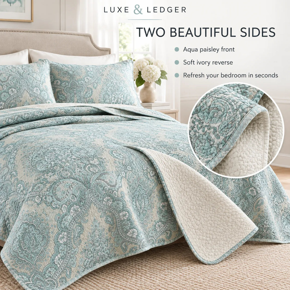 DOUBLE-SIDED PURE COTTON BEDSPREAD SET