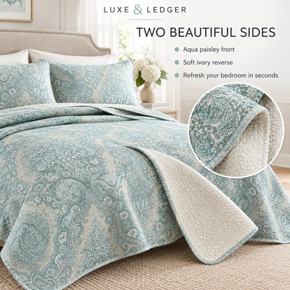 DOUBLE-SIDED PURE COTTON BEDSPREAD SET