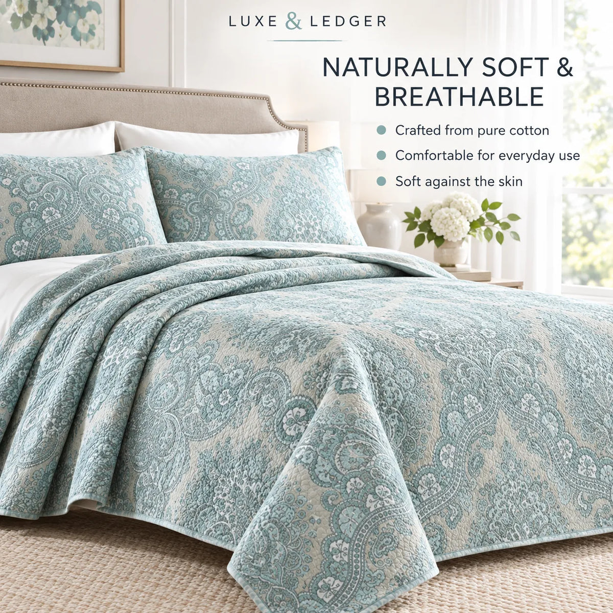 DOUBLE-SIDED PURE COTTON BEDSPREAD SET