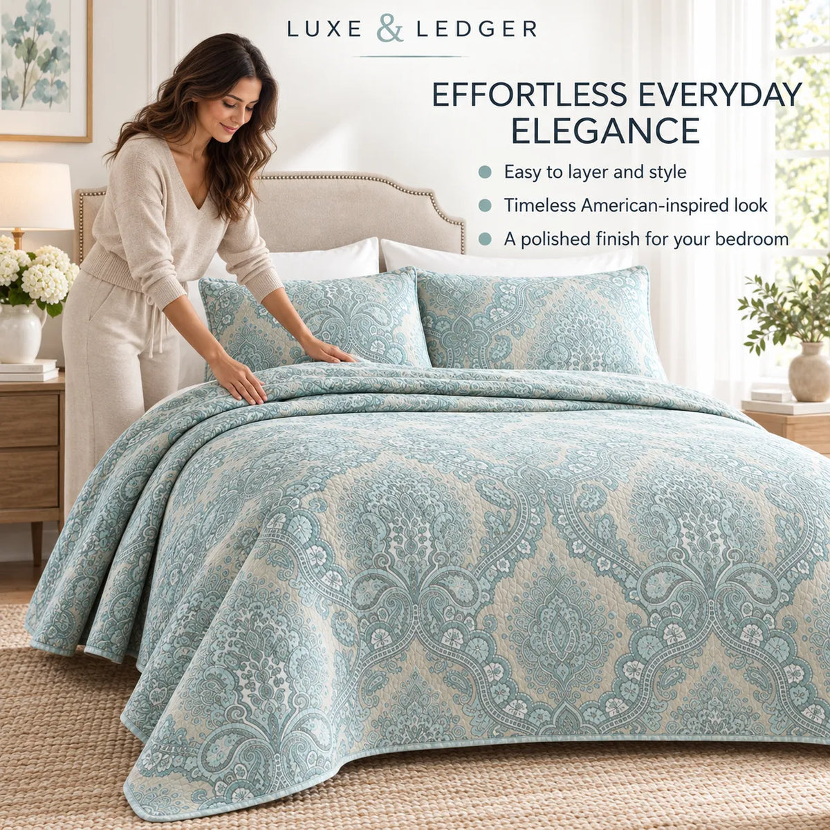 DOUBLE-SIDED PURE COTTON BEDSPREAD SET