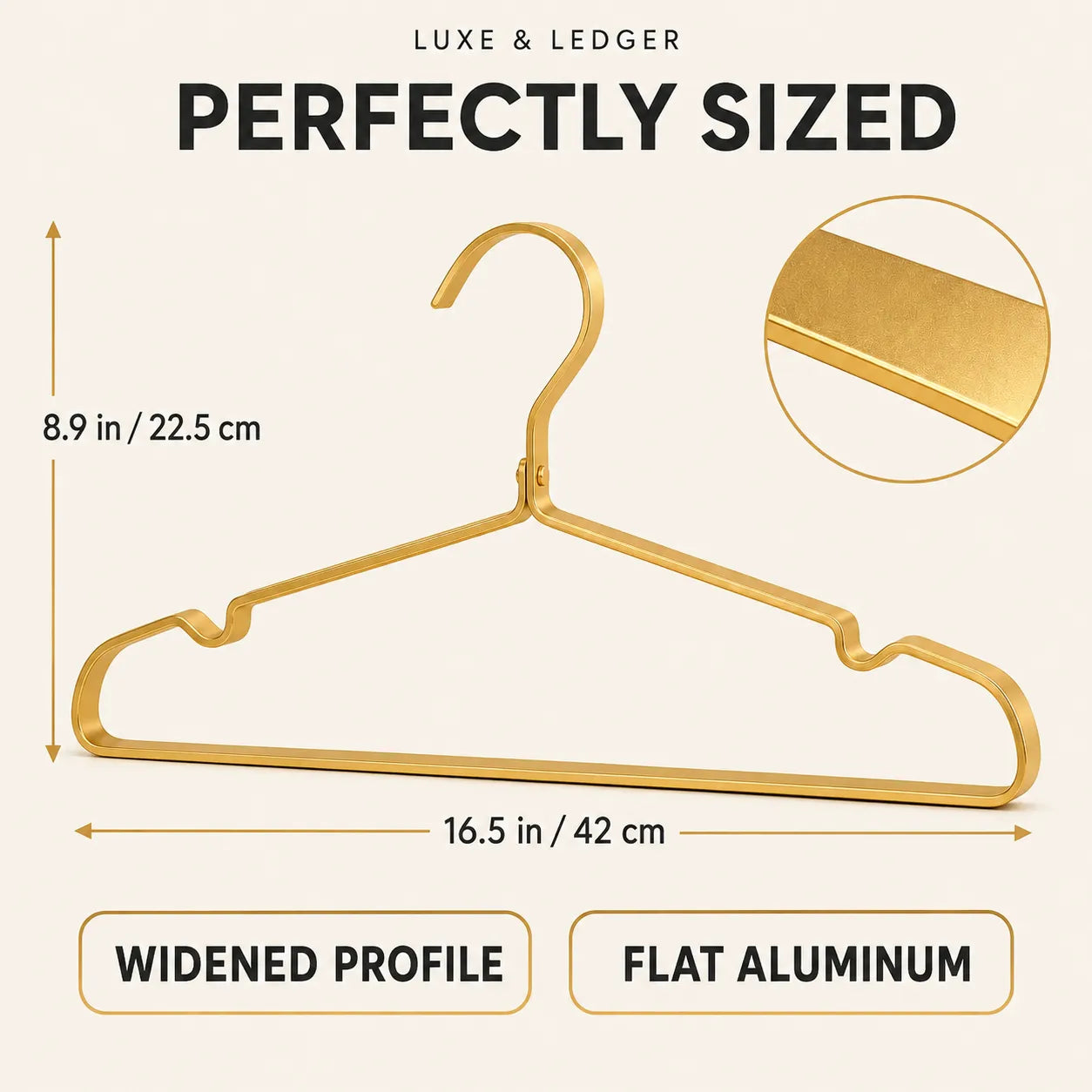WIDE ALUMINUM CLOTHES HANGERS