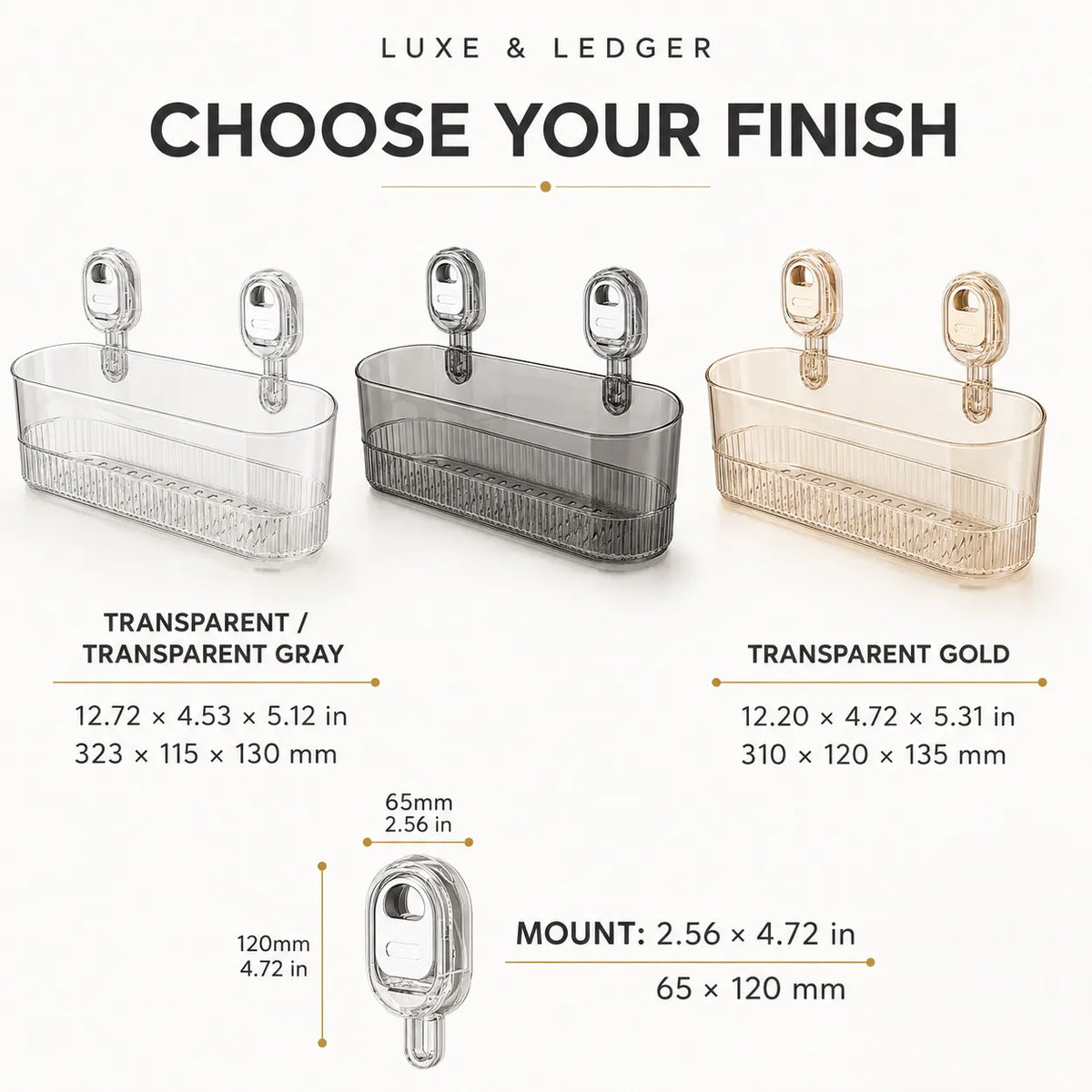 Crystal Wall Organizer — install in seconds: 3-step setup, no drilling required, easy to reposition, punch-free suction mount