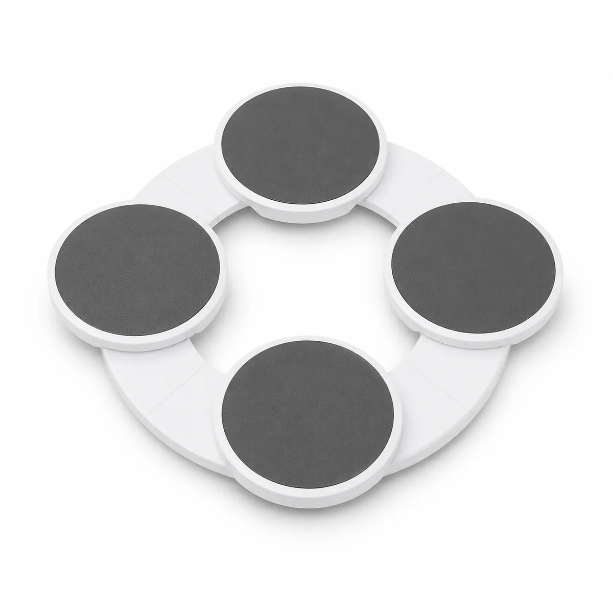 A white circular ring-shaped product with four evenly spaced dark gray circular pads or discs attached to the outer ring, shown on a clean white background.
