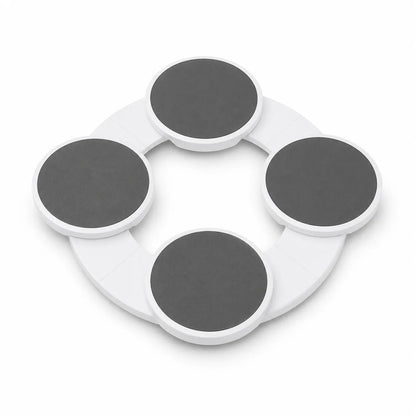 A white circular ring-shaped product with four evenly spaced dark gray circular pads or discs attached to the outer ring, shown on a clean white background.
