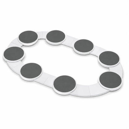 A white oval-shaped massage or exercise pad with eight circular gray textured pads arranged around the perimeter, shown on a clean white background.