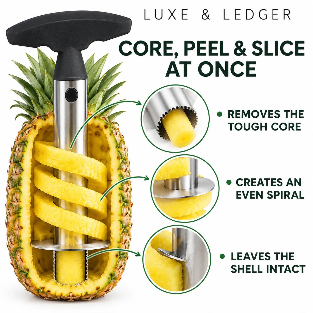 STAINLESS STEEL PINEAPPLE SLICER & PEELER