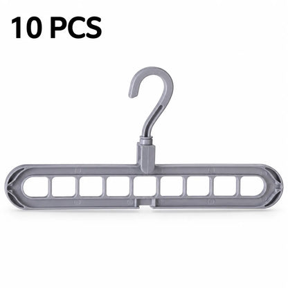 A gray plastic multi-hanger hook organizer shown on a white background with the text '10 PCS' in the top left corner.