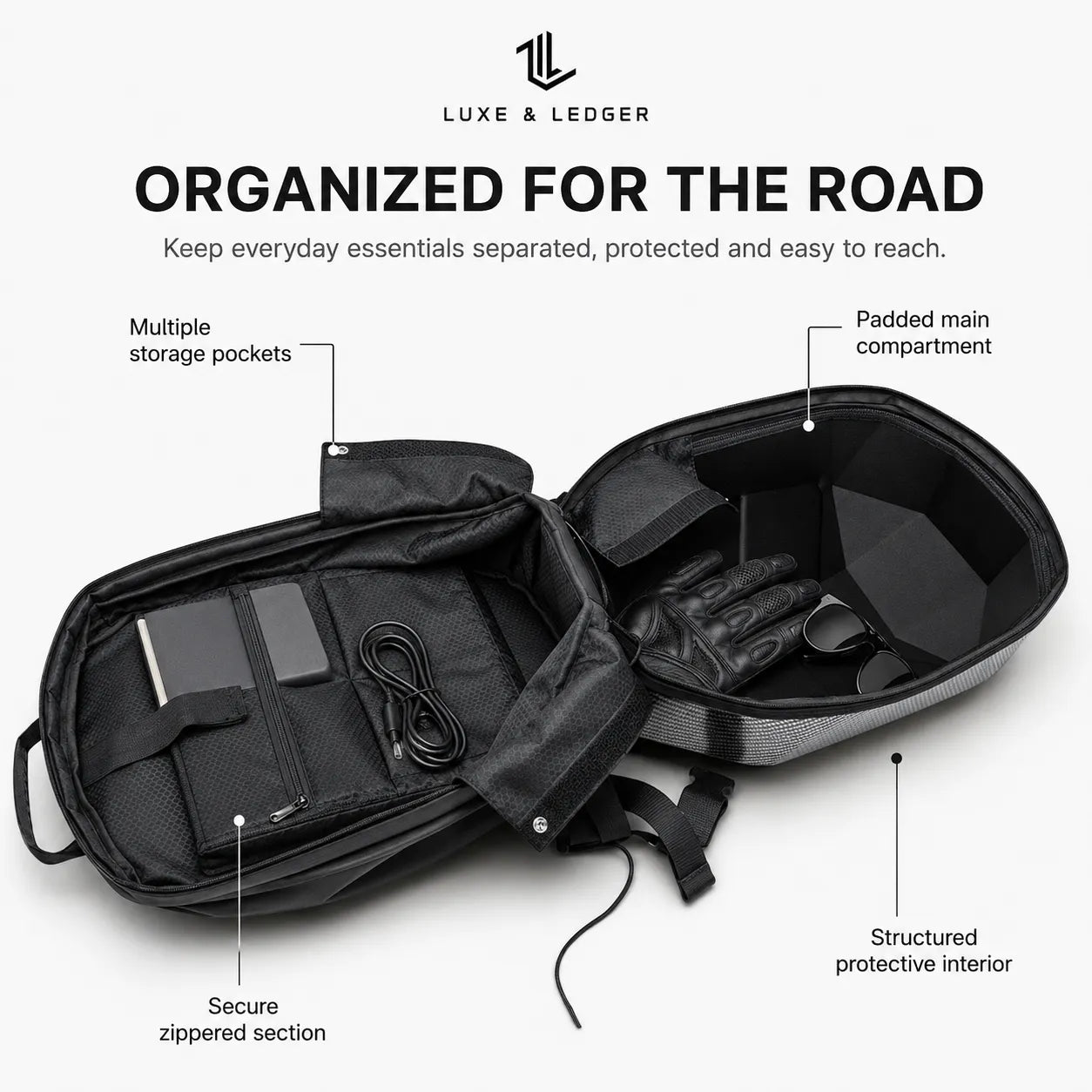 LUMINOUS MOTORCYCLE HELMET BACKPACK
