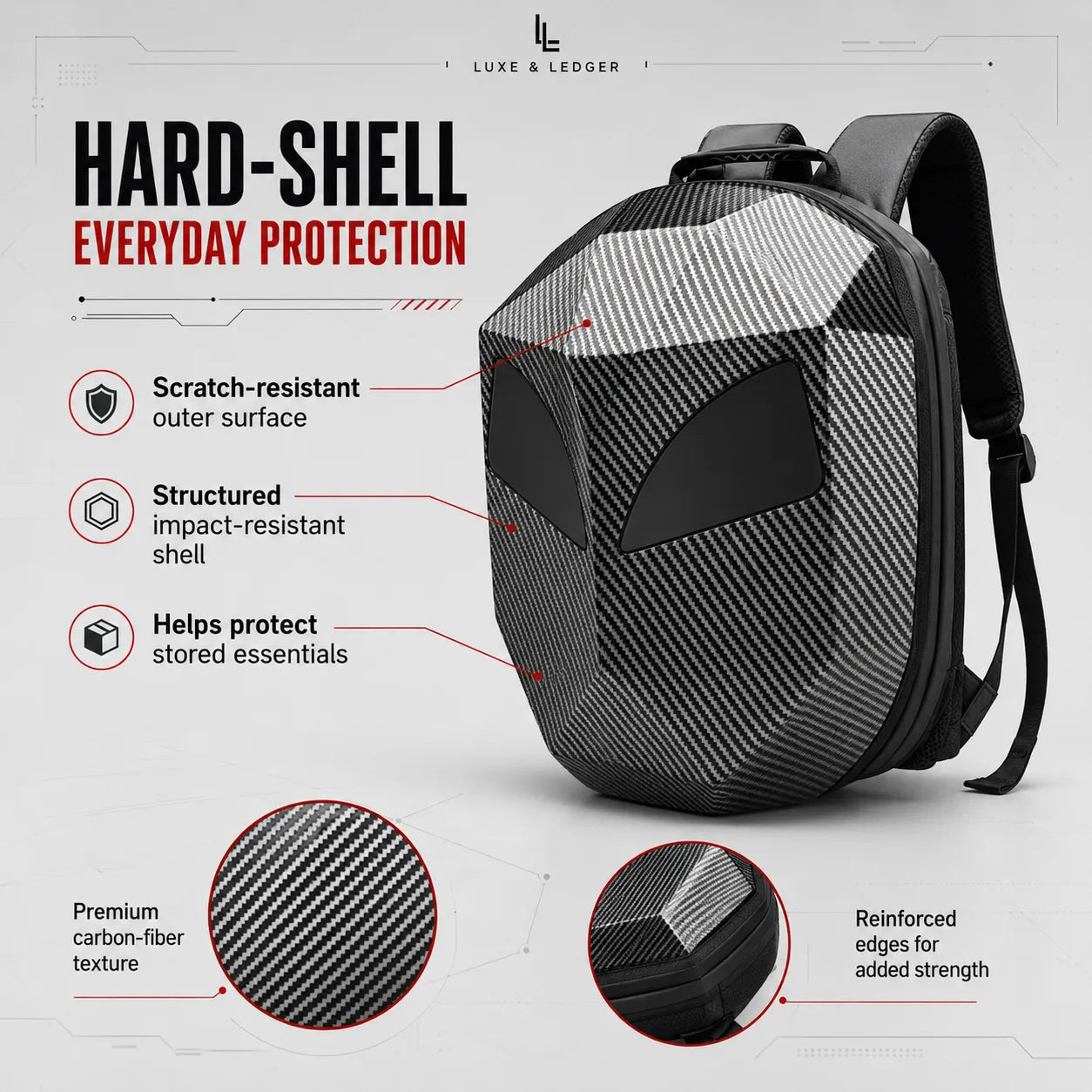 LUMINOUS MOTORCYCLE HELMET BACKPACK