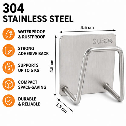 A 304 stainless steel wall hook with dimension annotations showing 4.5 cm height and 3.