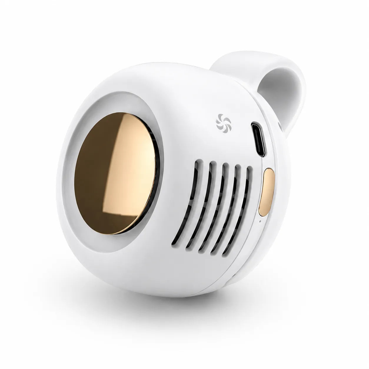 White and gold electronic device on a white background