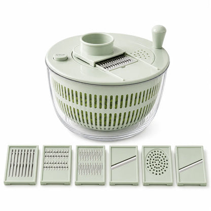 Green kitchen spinner with detachable parts on a white background