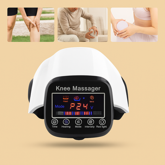 Knee massager with digital display on a beige background