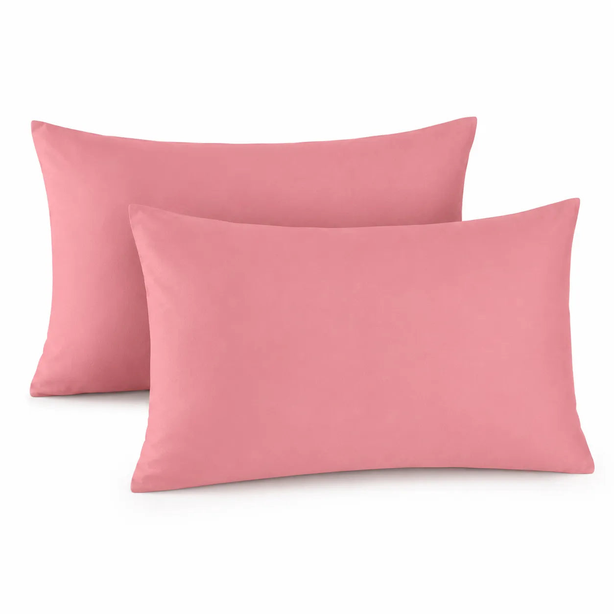 Two pink pillowcases on a white background