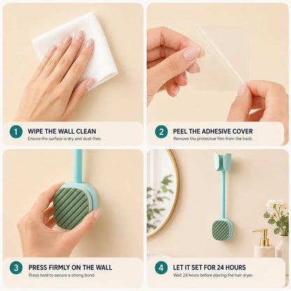 Step-by-step guide on how to install a wall-mounted hair dryer holder.